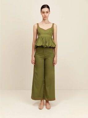 PROJECT ADAMO Profeta Pants in Olive Green w/ Orange Rick Rack Size Large VGUC